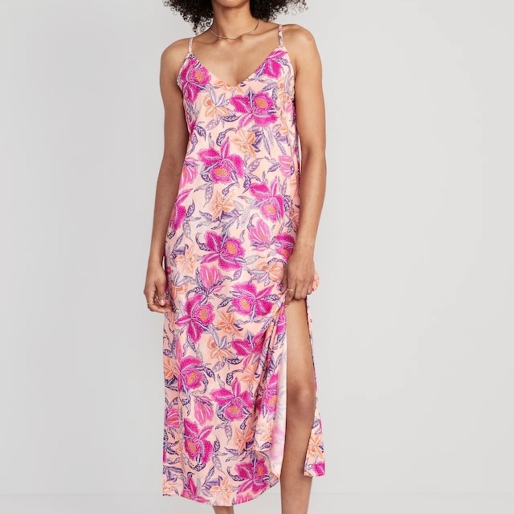 Old Navy tie back maxi slip dress